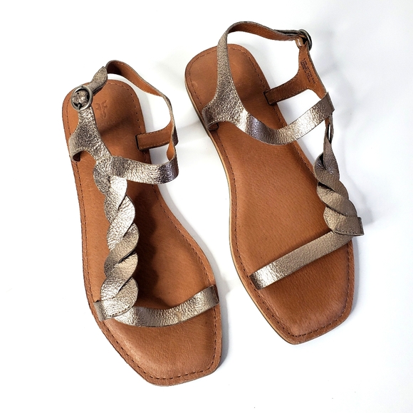 Frye Shoes - FRYE Braided Leather Sandals Sydney Style Size 9.5 In Metallic Bronze